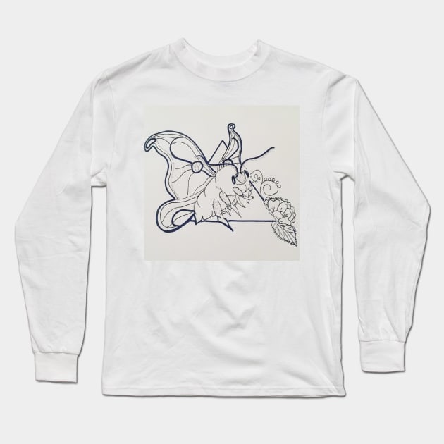 Luna Moth on Triangle with Flowers Long Sleeve T-Shirt by Artofmiarussell 